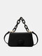 Women Faux Leather Fashion Chain Decoration Crossbody Bag Shoulder Bag - Black