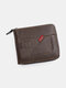 Men Artificial Leather Vintage Large Capacity Wallet Zipper Design Tri-fold Wallet - Coffee