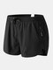 Men Swim Trunks with Compression Liner Breathable Moisture Wicking Liner Zipper Pocket Running Mini Shorts - Black