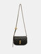 Women Faux Leather Brief Argyle Solid Color Chain Crossbody Bag Fashion Shoulder Bag - Black