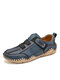 حذاء مسطح من الجلد الصناعي من الألياف الدقيقة سهل الارتداء على أحذية القيادة غير الرسمية - أزرق