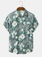 Mens Floral Paisley Printed Chest Pocket Short Sleeve Shirts - Green