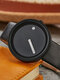 6 Colors Stainless Steel PU Men Vintage Watch Decorated Pointer Quartz Watch - Black