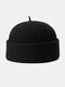 Unisex Wool Solid Color Autumn Winter Warmth Brimless Beanie Landlord Cap Skull Cap - Black