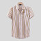 Mens Brief Style Stripe Printed Casual Breathable Short Sleeve Shirts - Yellow