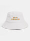 Unisex Colorful Letter Words Print Summer Outdoor Sunshade Couple Hat Bucket Hat - White