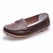 Casual Soft Sole Pure Color Slip On Flat Shoes Loafers - Brown