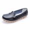 Casual Soft Sole Pure Color Slip On Flat Shoes Loafers - Black