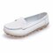 Casual Soft Sole Pure Color Slip On Flat Shoes Loafers - White