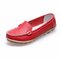 Casual Soft Sole Pure Color Slip On Flat Shoes Loafers - Red