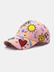 Unisex Cotton Graffiti Sun Letters Pattern Printing Fashion Sunshade Baseball Caps - Pink