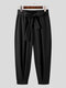 Men's Casual Solid Color Loose Pants - Black