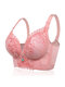 Plus Size Wireless Lace Patchwork Gather Full Coverage Bras - Pink