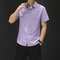 Japanese Large Size Striped Shirt Fashion Business Casual Men's Short-sleeved Shirt Men's Shirt - Purple