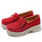 Large Size Suede Breathable Slip Resistant Tassel Platform Casual Shoes - Red