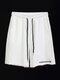 Women Cotton Mid Length Letters Shorts Elastic Waist Breathable Pockets Lounge Bottoms For Gym - White
