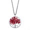 Womens Healing Jewelry 7 Chakra Necklaces Natural Stone Tree of Life Pendant Necklaces for Women - Red
