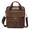 Genuine Leather Crossbody Bag Vintage Business Briefcase Dual-Use Handbag For Men - Coffee