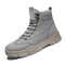 Men Work Style Microfiber Leather Lace Up Ankle Boots - Grey