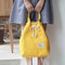Women Canvas Multifunction Backpack String Large Capacity Waterproof Bucket Handbags - Yellow