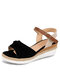 Women Casual Summer Vacation Espadrilles Wedges Sandals - Black