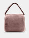 Women Dacron Fashion Plush Chain Winter Crossbody Bag Handbag - Pink