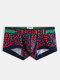 Men Sexy Geometric Print Boxer Briefs Breathable Patchwork Underwear - Red