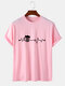 मेन्स बीयर ईसीजी प्रिंट क्रू नेक कॉटन शॉर्ट स्लीव टी-शर्ट्स - गुलाबी