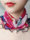 Vintage Elegant Artificial Pearl Pendant Crimping Printed Multifunctional Dacron Highly Elastic Scarf Necklace - #15