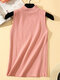 Solid Color Casual Sleeveless Knitting Sweater - Pink