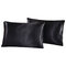 2pcs Imitation Silk Pillow Case Cushion Cover Bags Stand Queen King Size Bedding Sets - Black