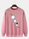 Mens Christmas Cartoon Snowman Printed Pullover Casual Drop Shoulder Sweatshirts - Pink