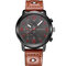 Fashion Brown Black Leather Strap Big Dial Quartz Sport Watches for Men - Brown
