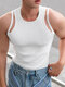 Camiseta sin mangas con corte de punto acanalado liso para hombre - Blanco