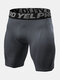 Mens Contrast Seam Quick Dry Breathable Stretch Letter Waistband Skinny Sport Shorts - Dark Gray