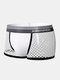 Mens Breathable Mesh Ice Silk Soft Underwear Solid Color U Convex Boxer Briefs - White