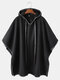 Mens Sleevless Oversized Casual Black Hooded Cloak Cape Overcoats - Black