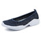 Women Casual Sports Flax Light Slip On Platform Sneakers - Blue