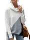 Casual Patch Turtleneck Long Sleeve T-shirt For Womens - White