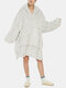 Женское теплое утепленное одеяло большого размера на флисовой подкладке с фланелевой подкладкой Толстовка с капюшоном Домашняя толстовка с карманом-чехлом - Серый