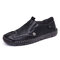 Menico Men Hand Stitching Soft Slip On Comfort Leather Loafers - Black