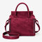DREAME Women Solid Cosmetic Handbag Capacity Bag Multifunction Crossbody Bag - Wine Red