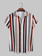 Mens Vertical Striped Lapel Casual Short Sleeve Shirts - Wine Red