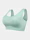 6XL Plus Size Wireless Butterfly Back Seamless Wide Shoulder Straps Breathable Yoga Sleep Bra - Green