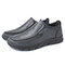 Men Large Size Hand Stitching Microfiber Leather Non-slip Casual Shoes - Dark Grey