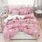 4Pcs Sommer Kühlung Gewaschen Polyester Baumwolle Bettwäsche-Sets Gesteppte Bettbezug Decke - #2