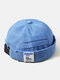 Unisex Cotton Letter Label All-match Adjustable Brimless Beanie Landlord Caps Skull Caps - Blue