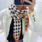 Multi-colored Houndstooth Double-layer Knit Scarf Ladies Shawl - White