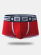 Men Sexy Patchwork Boxer Briefs Cotton Comfortable Contour Pouch  Underwear - Red