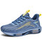 Men Breathable Shock Cushioning Round Toe Sport Running Shoes - Blue
